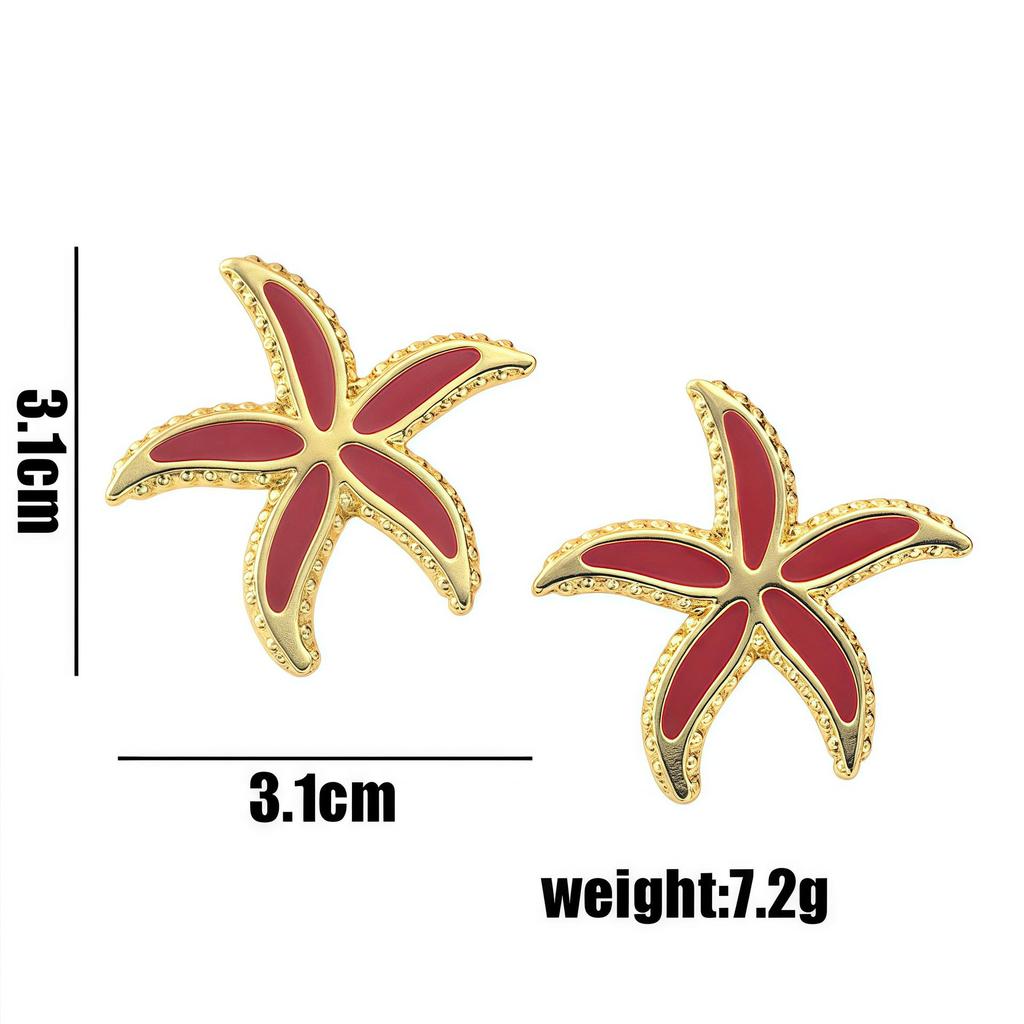 New Fashion Stainless Steel Starfish Drip Oil Earrings for Women - Light Luxury Versatile Ear Jewelry
