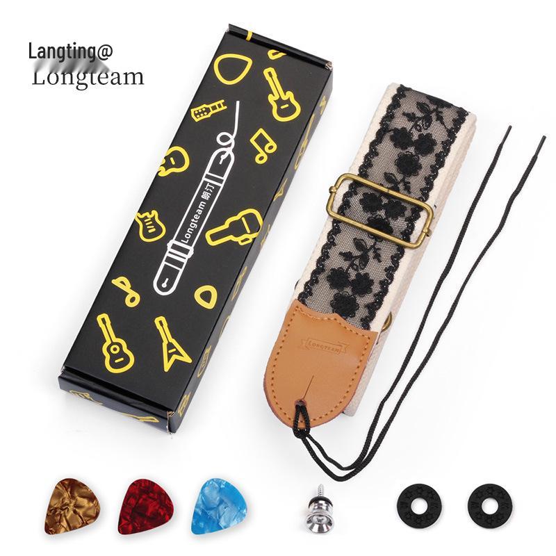 

Черный кружевной ремень-кроссбоди для гитары для акустических, электро- и бас-гитар Includes 1 endpin + 2 anti-slip buckles + 3 picks