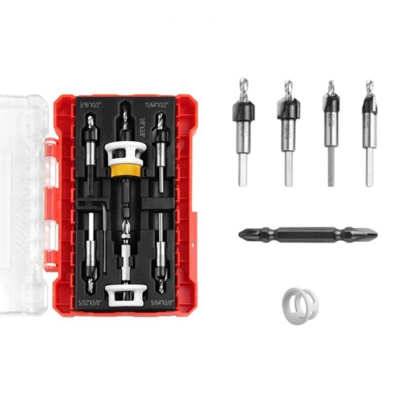 5Pcs Countersink Drill Bit Set With Depth Limiter For Precise Woodworking And Furniture Installation