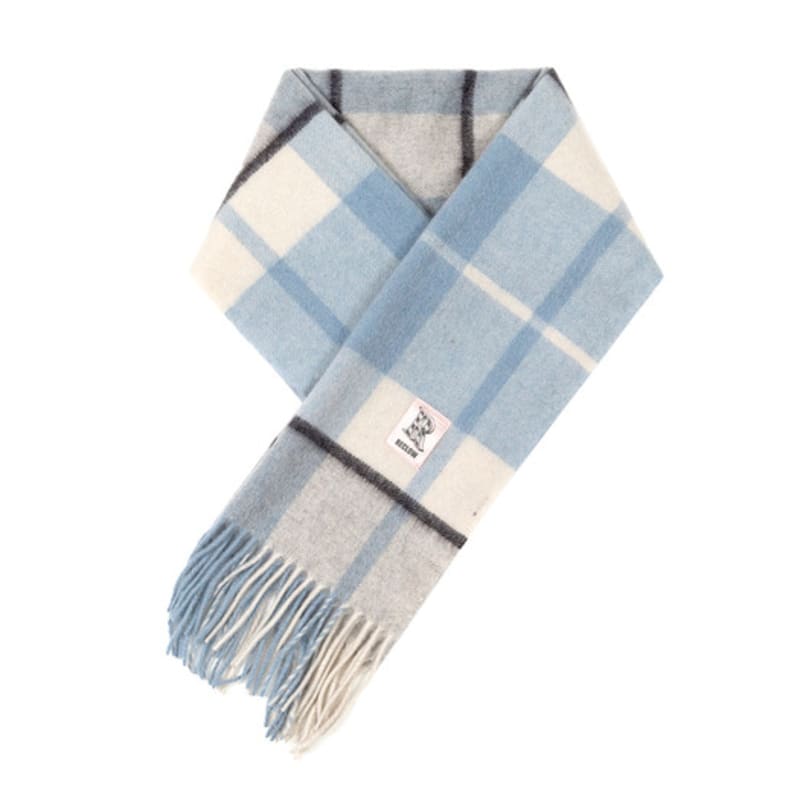 RECLOW RECLOW LAND 100% Cashmere Check Muffler Blue