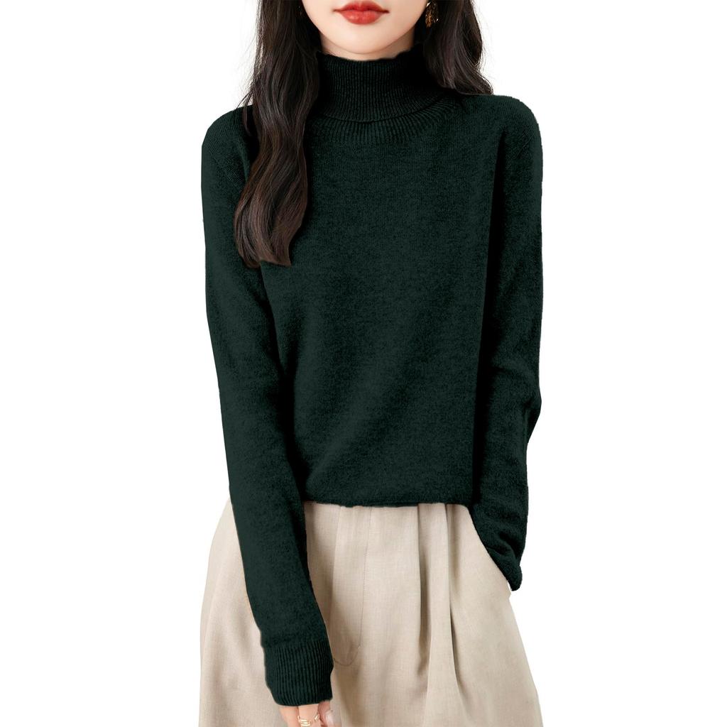Women's Fashion Turtleneck Pullover Long Sleeve Loose Bottom Knit Sweater