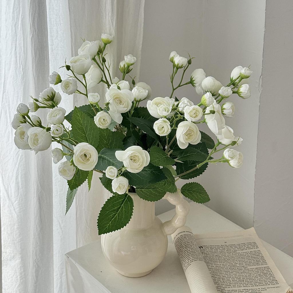 12-Head Camellia Tea Bud Artificial Flower Bouquet for Home & Hotel Decoration
