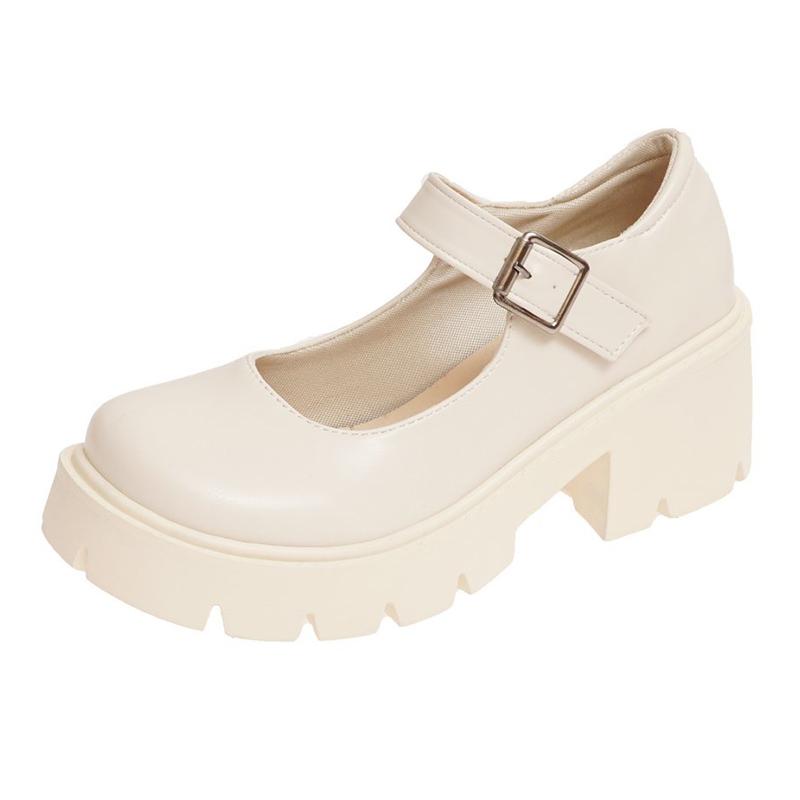 Lackleder High Heels Mary Jane Schuhe Damen Japanischer Stil Knöchelschnalle Plateau Pumps Frau Punk Jk Uniform Lolita Schuhe 43 43 weiß