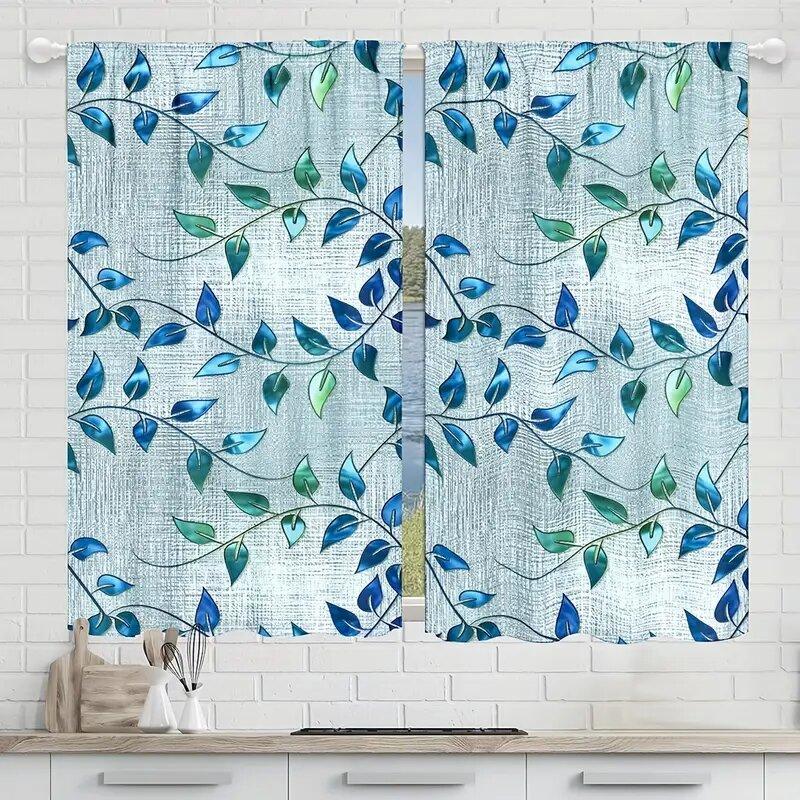 2 Pieces - Colorful Leaf-patterned Printed Curtains, Window Decorations, Home Decorations, Room Decorations
