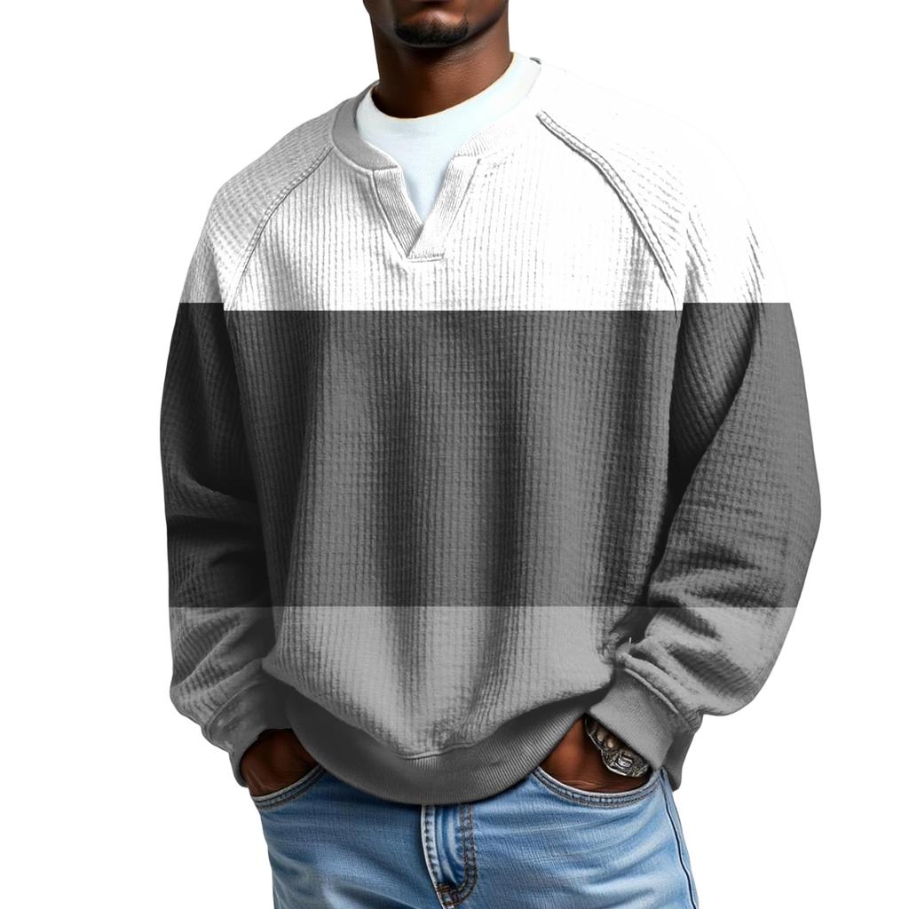 Herrfritidshuva Utomhus V-hals Vågmönster Långärmad