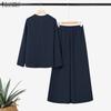 ZANZEA Women Long Sleeve Blouse and Pants Casual Two Piece Suit Sets