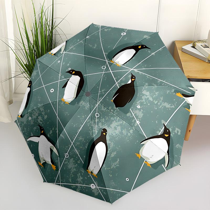 1 Stück Pinguin Netz Automatischer Faltregenschirm - Tragbares faltbares Design, 8-Rippen Eisenrahmen, Verspieltes Design yy251215215