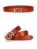Men's Smooth Buckle Vegetable Tanned Leather Belt, Adjustable Length
