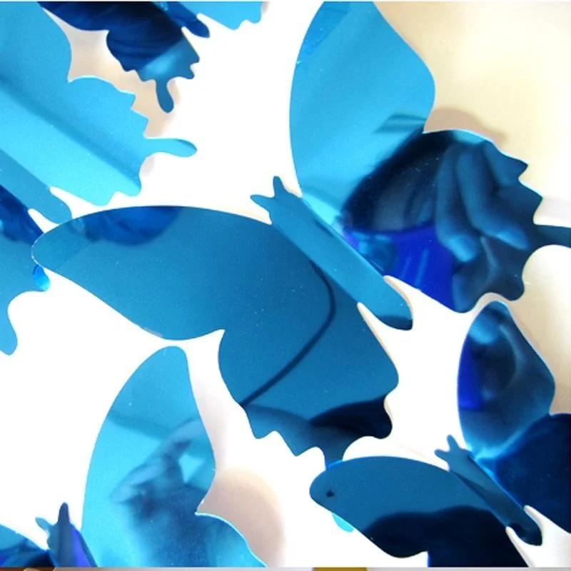 

Stickers 12pcs/set Modern 3D Mirror Acrylic Butterfly Home Decoration DIY Art Wall синий