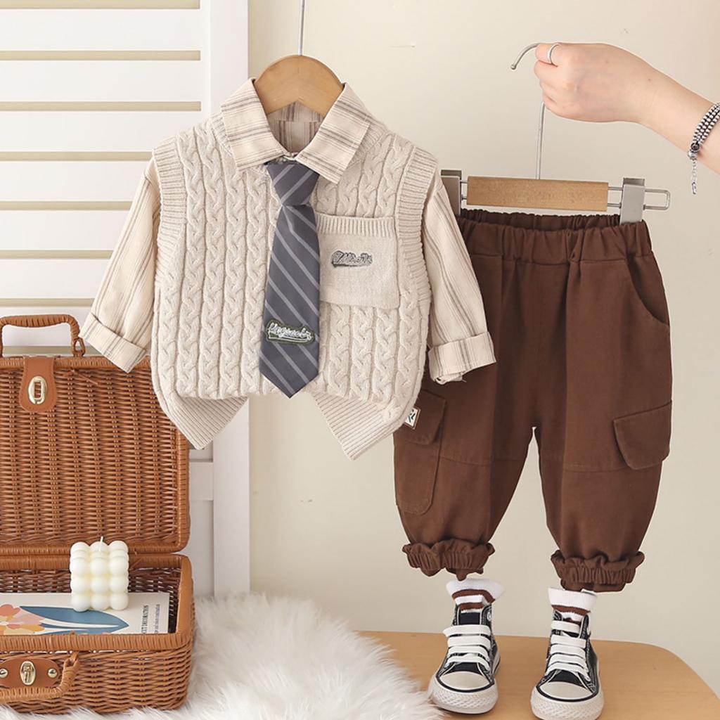 Kids Casual Long-Sleeve Set, Comfortable Daily Wear Outfits