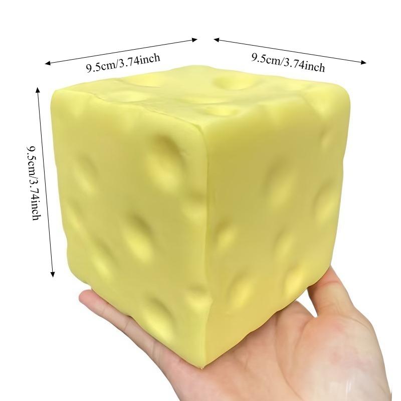 Jumbo Cheese Cube Stress Ball Squishy Toy Soft Big Cheese Bread Squeeze Ball Fidget Toy ASMR Sensory Anti-Stress Festival Gift
