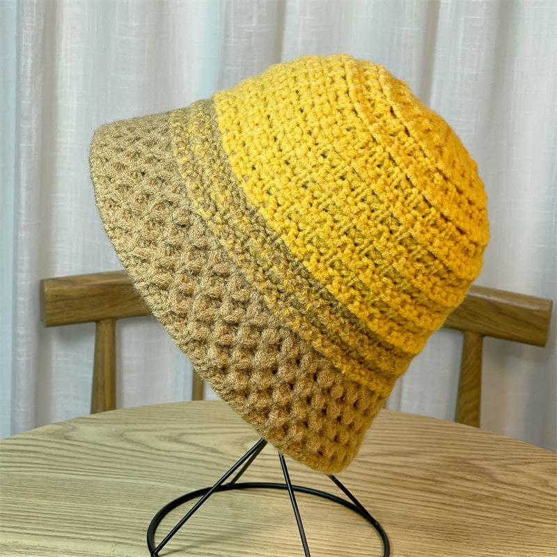 

Шерстяная шапка Вязаная шапка Женская Осень и Зима Новая Мода Панама Повседневная Шляпа-ведро Adjustable жёлтый