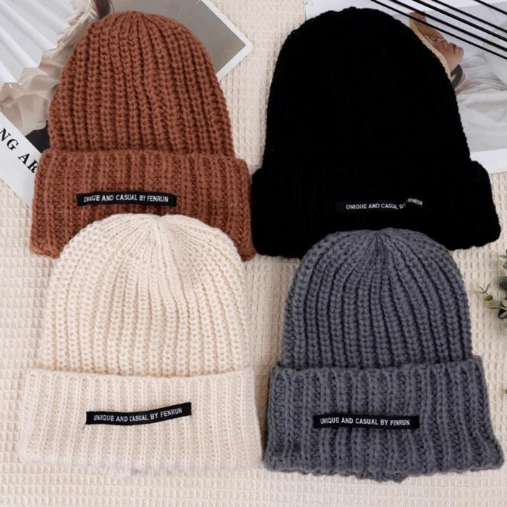 Solid Color Winter Hat Letters Embroider Ski Hats New Hip Hop Caps  Autumn Winter