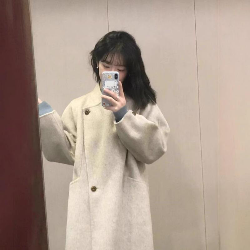 Woolen Coat Women's Autumn and Winter New Woolen Coat High-end Small Lazy Wind Medium and Long