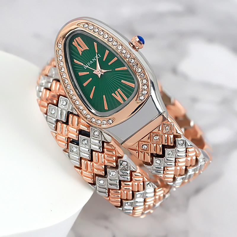 Serpentine with Grain Bracelet Watch Wound Three-pin Quartz Watch Small Dial with Diamonds Light Luxury Niche Temperament Women's Watch
