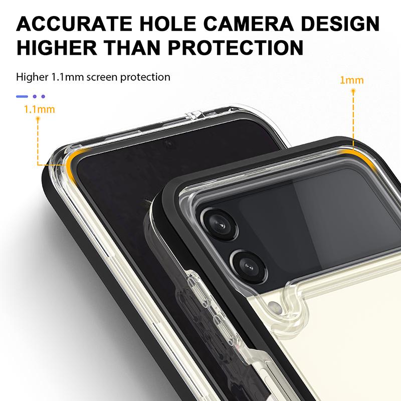 Candy Color Frame Transparent Acrylic Shockproof Phone Case For Samsung Galaxy Z Flip 3 5g Hard Clear Back Cover
