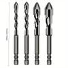 3 ks Excentrický spirálový vrták Sady vrtáků s vysokou pevností 6mm/8mm/10mm/12mm Kovové spirálové vrtáky pro sklo/dlaždice/dřevo