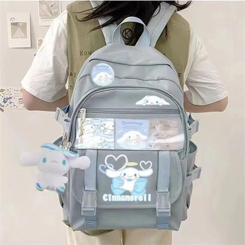 

My Melody Kawaii Ita Backpack for Girls, Sanrio Anime Large Capacity School Bag, Cute Cartoon Student Backpack синий