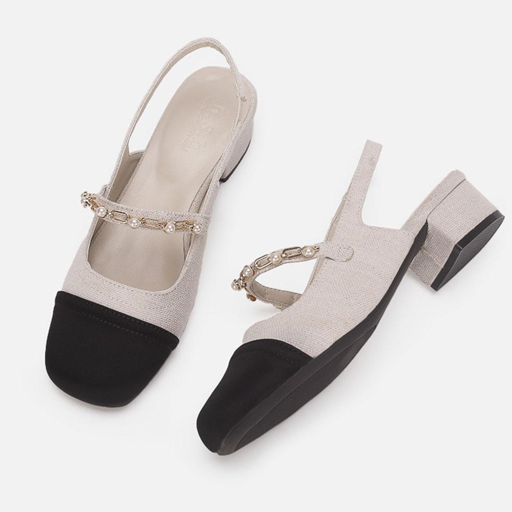 New Sweet Women Mules Sandals Spring Summer Fashion Pearl Walking Comfy Wedding Shoes