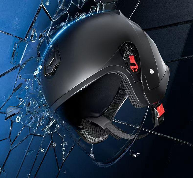 Unisex Electric Vehicle Helmet with Cold Protection, Warm Neck Gaiter, Detachable Half Helmet, Motorcycle Safety Features & Dual Visor.