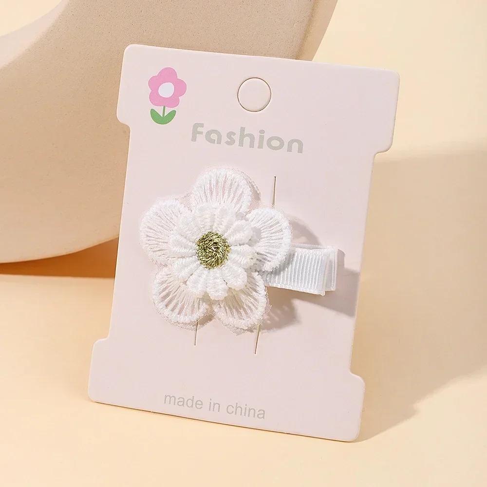 1/2/5 set Ins Daisy Flower Hair Clips Baby Girl Hairpins for Kids Lace White Barette Princess Hooks Infant Accessories Korean