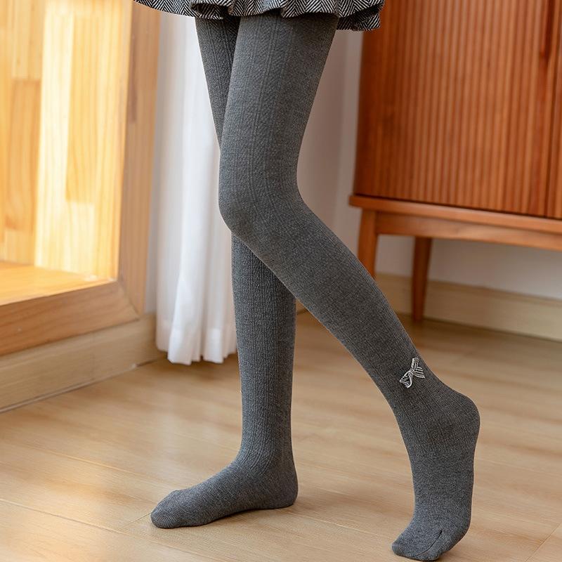 

Зимние детские колготки с бантом, хлопковые детские колготки для малышей с нескользящей подошвой, осенние полосатые колготки для модных младенцев и детей XL серый