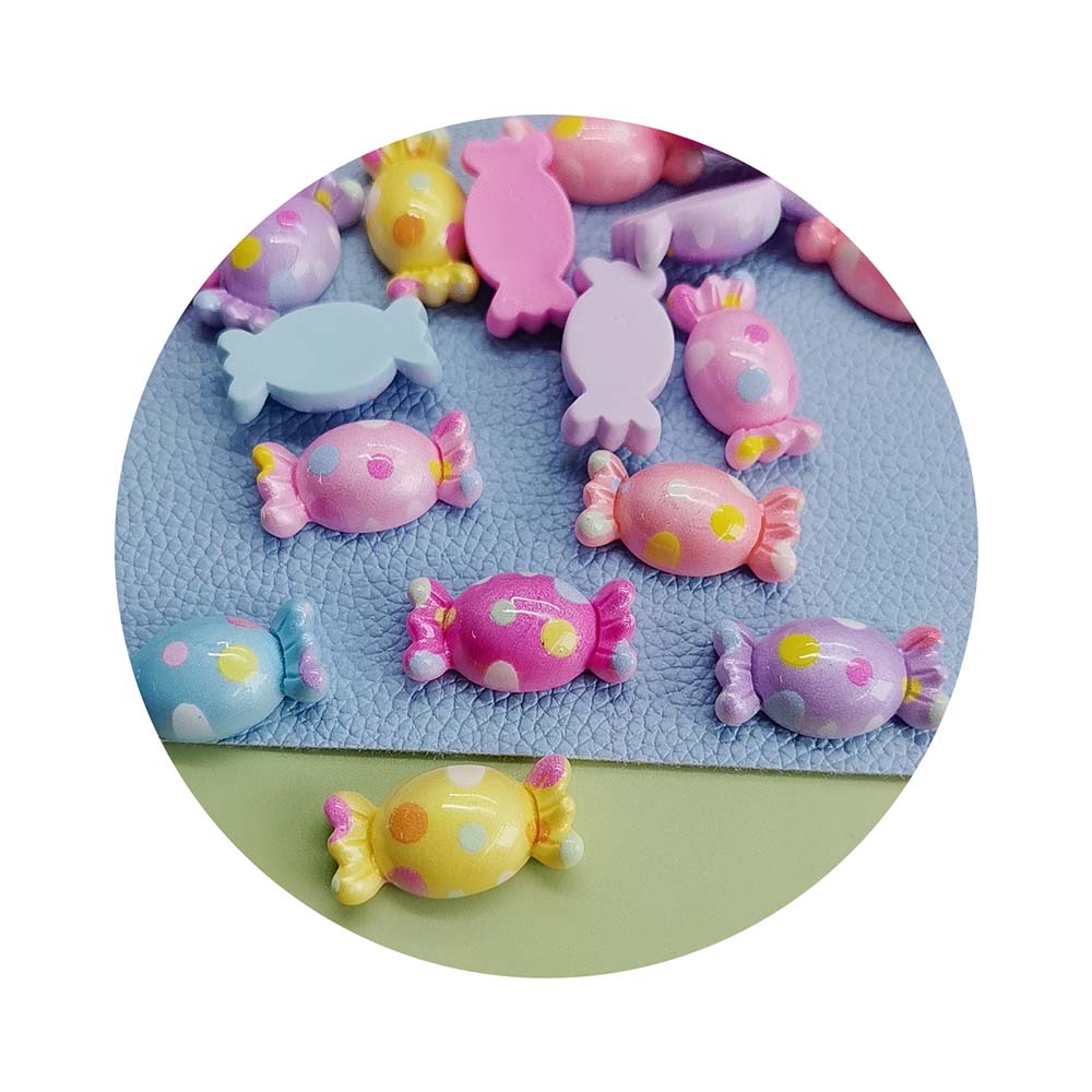 100pcs Kawaii Cute Flat Back Resin Candy Cabochon Scrapbook Kawaii Charms DIY Embellishments Accessories