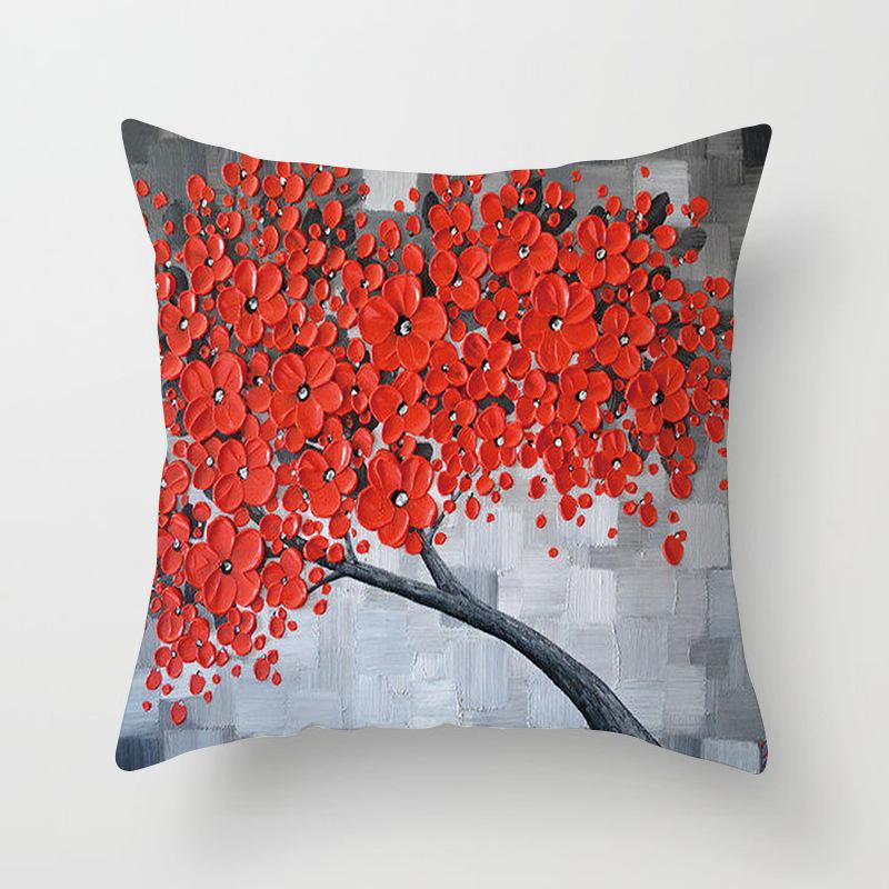 Red Leaves Lovers Valentine's Day Series Pillow Case Maple Leaf Falling Pillows Cover Tree Pattern Retro Cushion Pillowcases