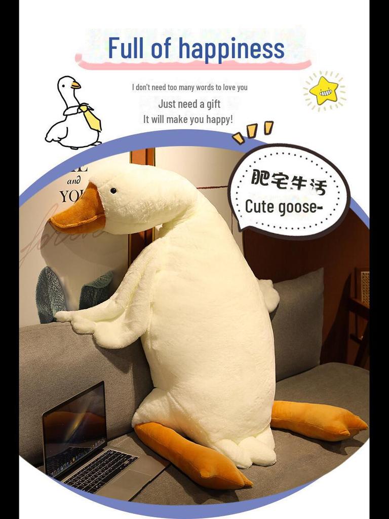 Big White Goose Plush Pillow – Cute Gift for Girls' Birthdays