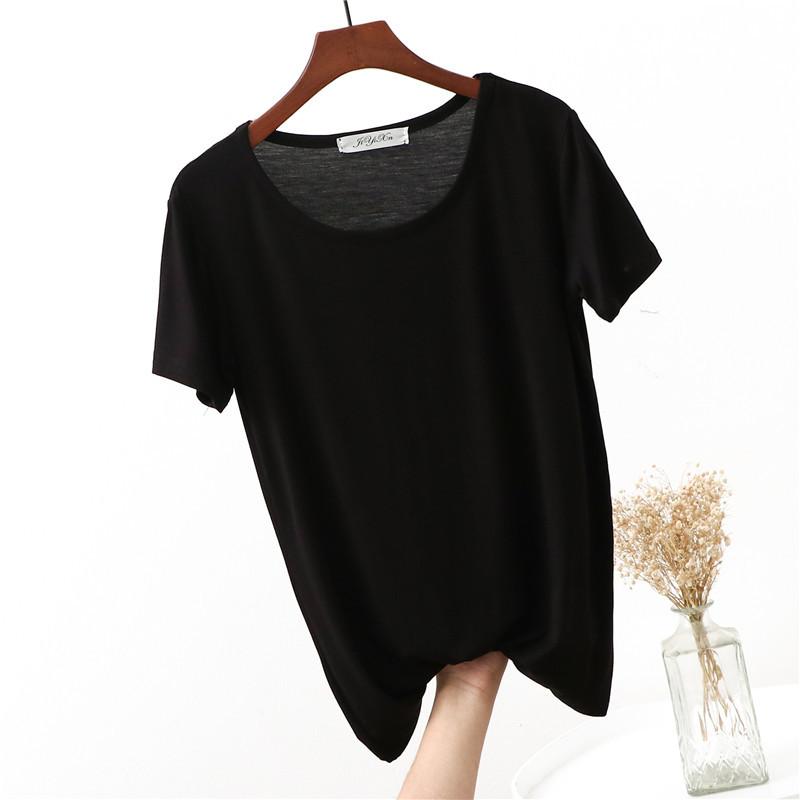 Women's Crew Neck Short Sleeve Tee Slim Fit Casual Modal Fabric Basic Daily Wear Top