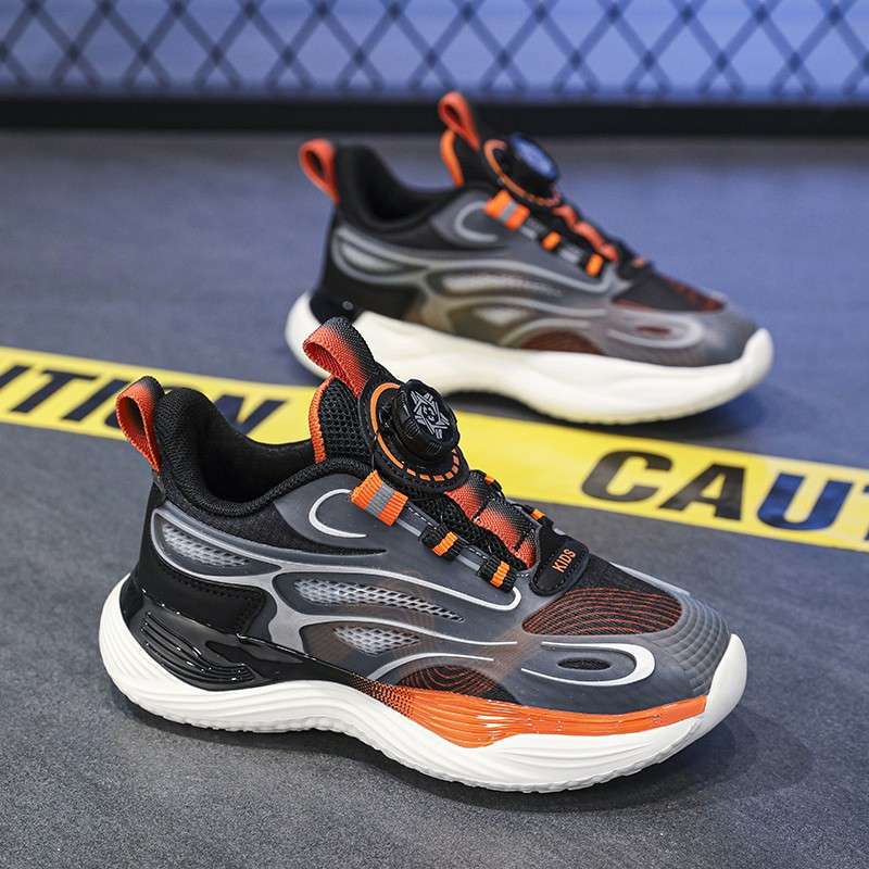 

Boys shoes sneakers 2025 spring and summer new mesh breathable shock absorption rotating buckle running shoes children s running shoes 39