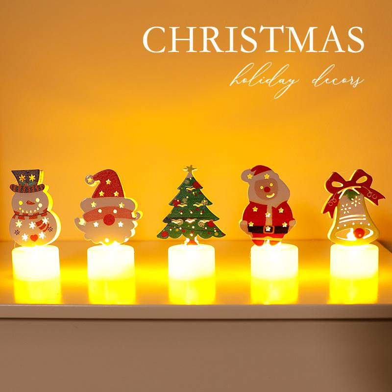 Christmas LED Candle Light with Santa and Snowman Figurines