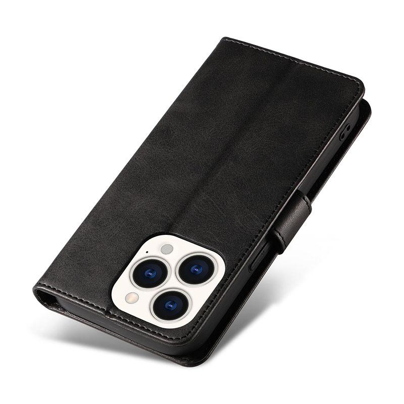 For iPhone 16 Pro Max Case Calf Texture Magnetic Clasp Wallet PU Leather Phone Cover