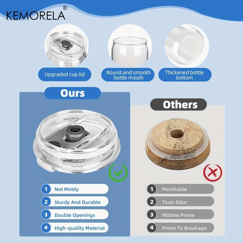  1/2PCS 470ML Glass Cup with Straw Lid Juice Drink Beer Mug Coffee Milk Transparent Water Cup for Parties