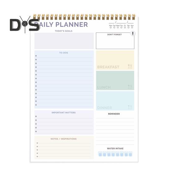 Tagesplaner mit Doppelspiralbindung, To-Do-Liste, Notizbuch für Studenten, Büroangestellte, Tagesplanerbuch für Büro und Schule