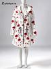 Women's Floral Print Zip-Up Long Sleeve Hoodie with Slim Fit for Fall Winter Daily Wear