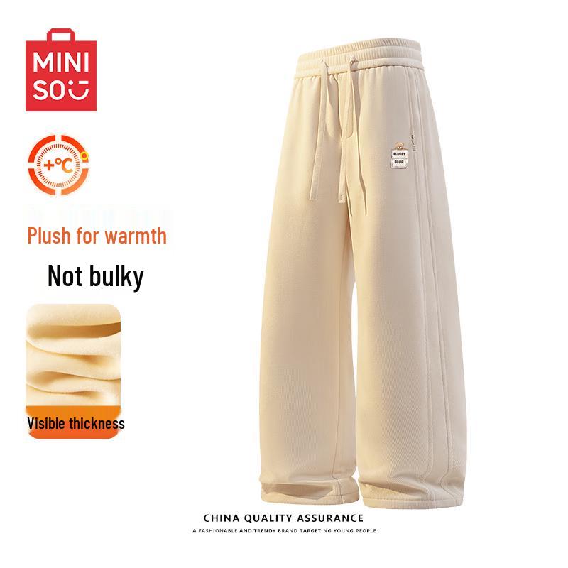 MINISO Men's Japanese Style Curved-Leg Plush Corduroy Pants