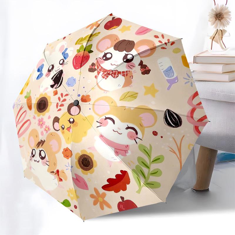 1pc Hamster Friends Adventure Umbrella with Plastic Handle,Suitable for All Seasons Home Travel Outdoor UmbrellaFP066