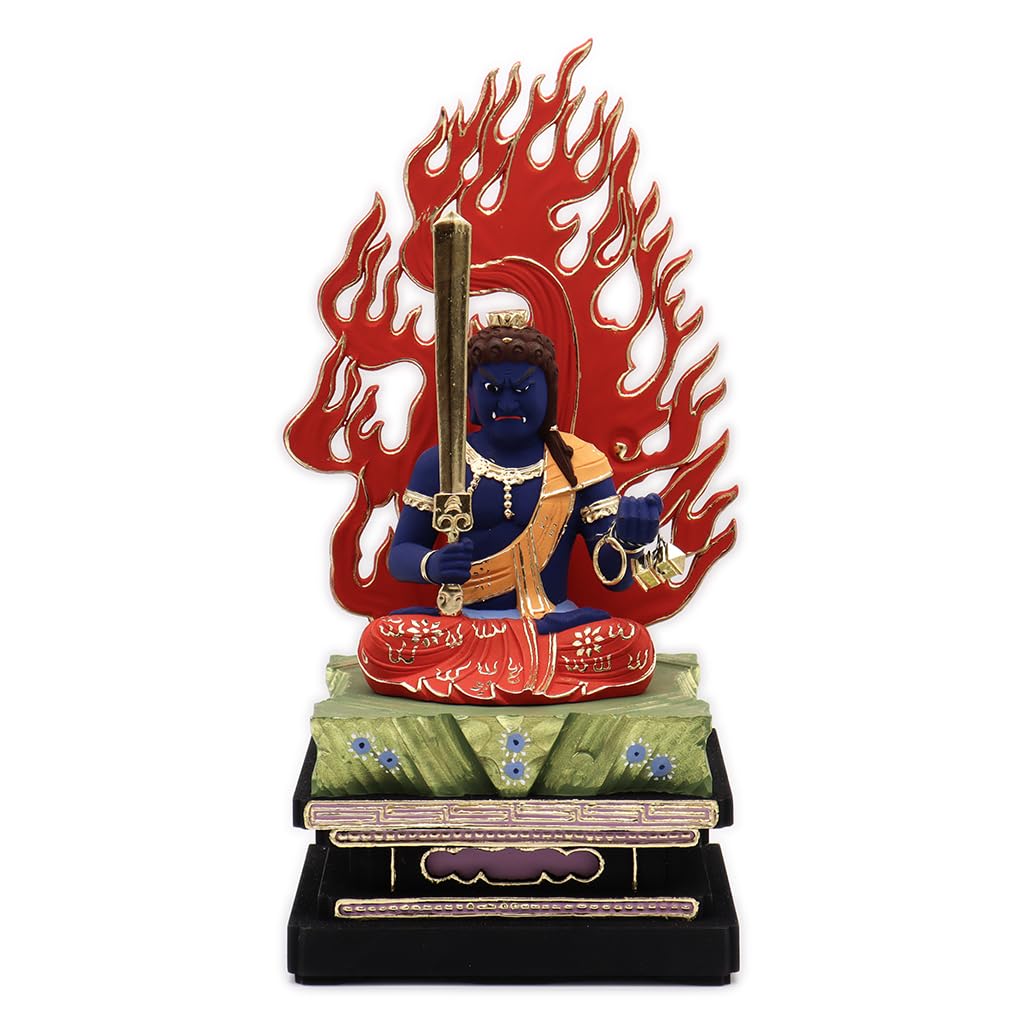 Special Buddhist Statue Acala Seated Statue Inches Height 32 Width 15 Depth Made of Cypress Wood Flame Square Rock 1105 Kurita's [Myo-o] 3.5 (total