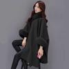 Women's Hepburn Style Wool Coat with Large Rabbit Fur Collar - Autumn/Winter Mid-Length Cape Shawl, Plus Size Available.