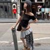Y2K Style Plaid & Floral Low-Waist Ruffled Skirt