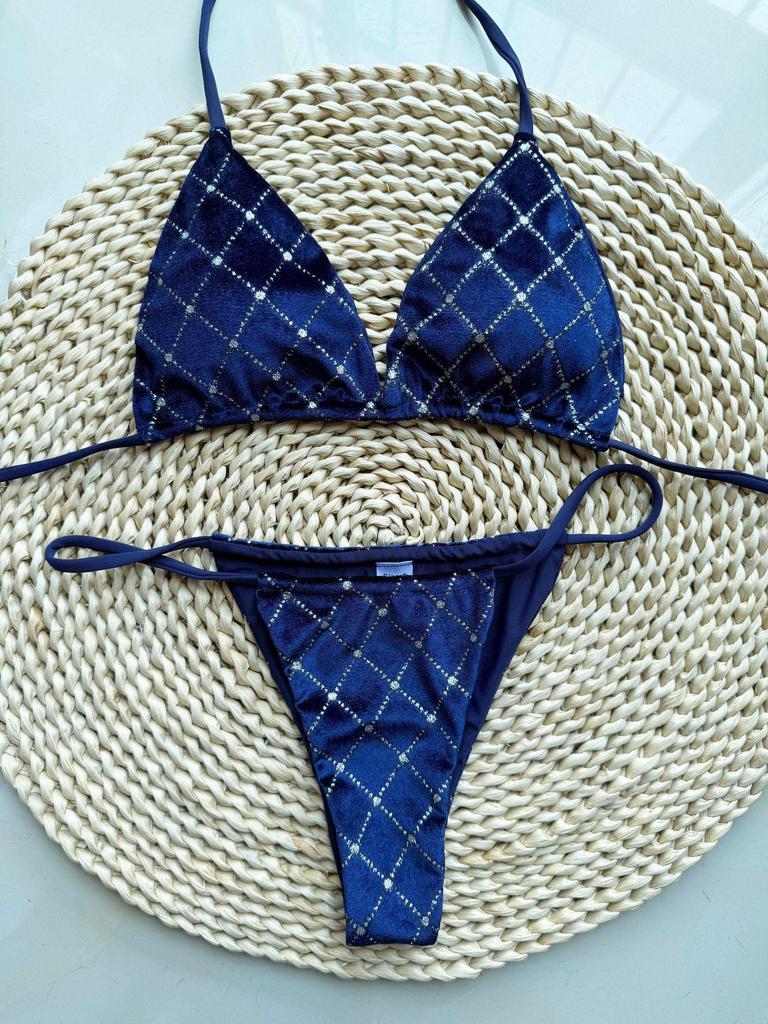 Bikini Xuanlang din Catifea Aurie: 17 Culori, Design Sexy Triunghiular, Costum de Baie Decupat pentru Femei