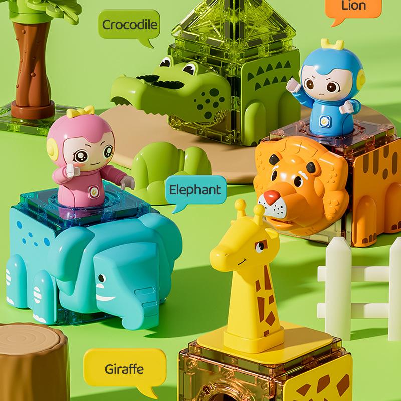 Variety Of Color Window Magnetic Sheet Diy Collage Animal Park Magnetic Building Block Magnet Children, Collage Toys