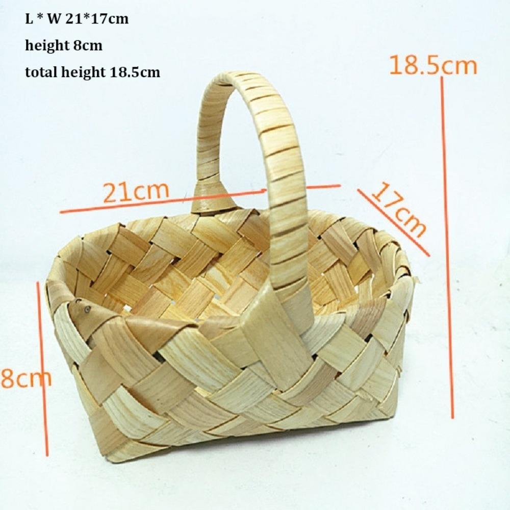 With Handle Wood Basket Handmade Handhold Weaving Flower Basket Vine  Living Room Decoration