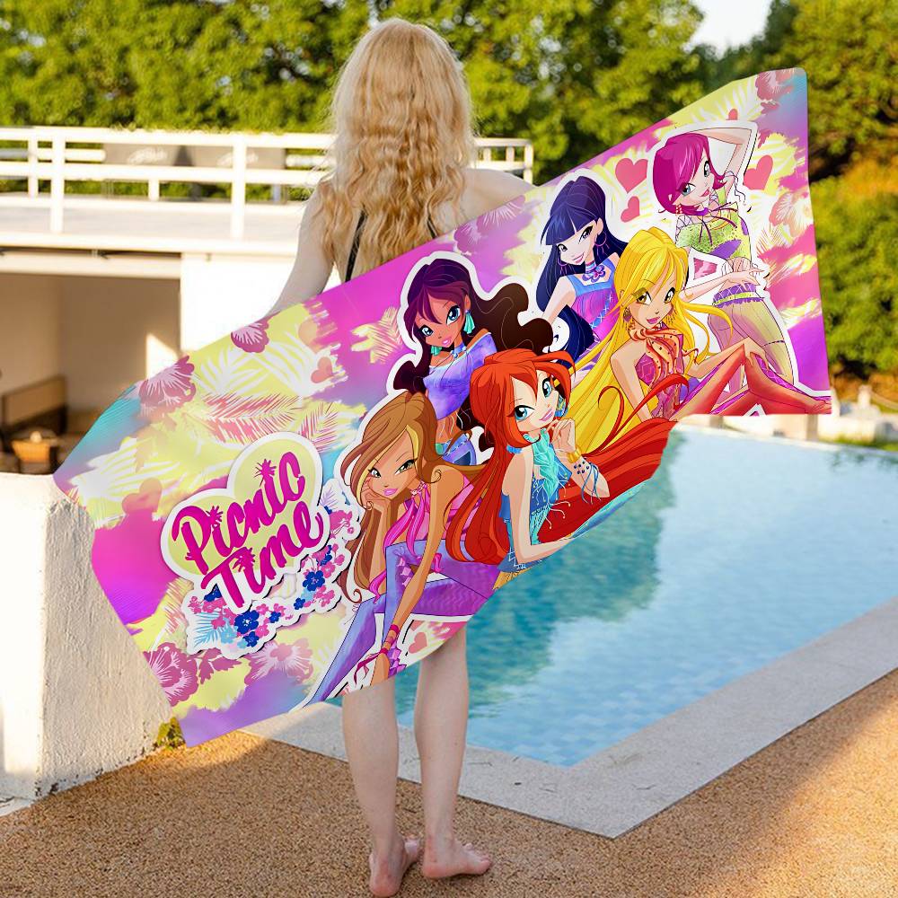 Girl-W-Winx Catoon Clubs Microfiber Beach Towel Absorbent Quick dry Soft Yoga Swimming Resort Mountain Climbing Towel