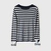 Women's Blue & White Striped Knit Pullover - Spring 2026 Collection