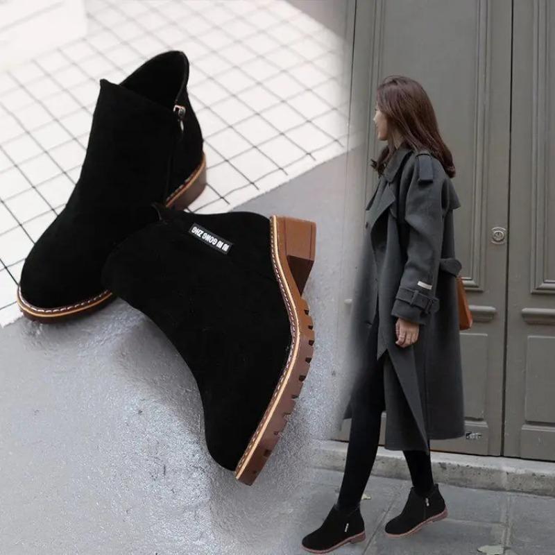 

Ботильоны женские замшевые ботильоны армейская обувь элегантные на среднем каблуке короткие туфли для женщин в стиле панк черные по акции 35