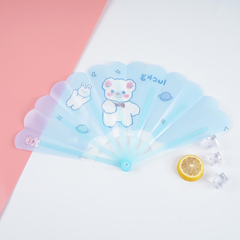 Mini Cartoon Handheld Folding Fan - Cute Student Design with Customizable Logo
