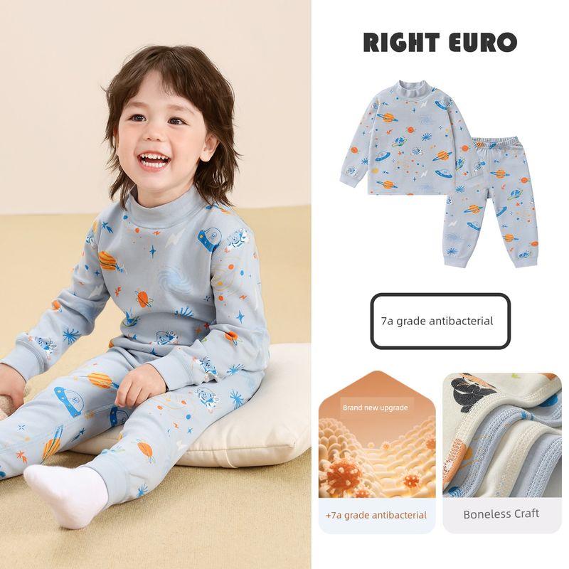 Boys  Home Wear Set, Baby Spring and Autumn Long-Sleeve Long Pants, 2026 New Children s Clothing, Toddler Spring and Autumn Two-Piece Set Blue Star 90cm