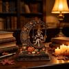 Handcrafted Wood Ghost Gift Swinging On Moon Halloween Decoration, Spooky Reading Ghost/Skeleton Wooden Bookshelf Ornament Creative Craft for